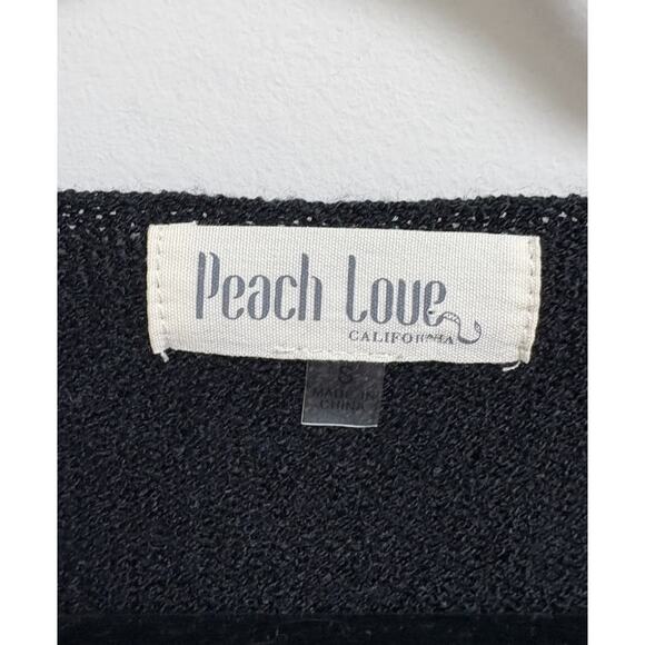 Peach Love California Women’s Sweater Small Black Tan Star Print V-Neck - Picture 3 of 5
